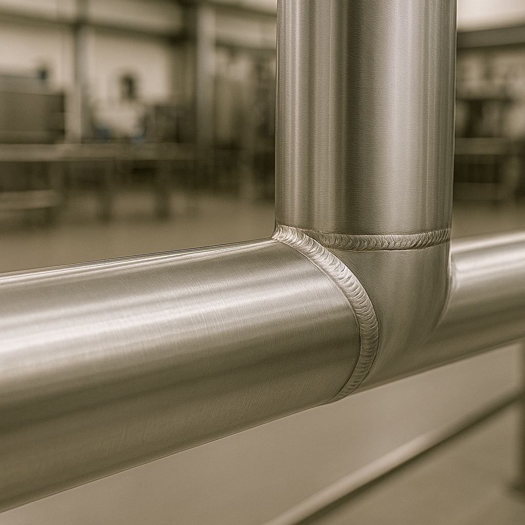 Edelstahlverarbeitung für Lebensmitteltechnik mit sauberen Schweißnähten